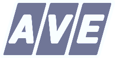 AVE logo with three black parallelogram shapes containing white letters