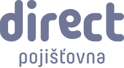 Direct pojišťovna logo with black text and dot symbol