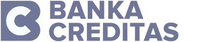 Creditas Banka logo with stylized C symbol and black text on white background