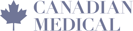 Black maple leaf next to the text "CANADIAN MEDICAL" in serif font